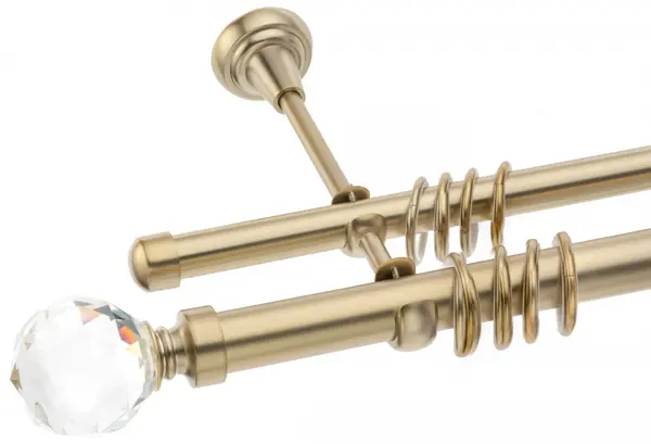 Galerie dubla prindere perete kula cristal gold 25mm/19mm
