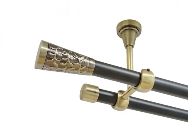 Galerie dubla sevilla fara inele prindere tavan 19/19 mm negru aur antic