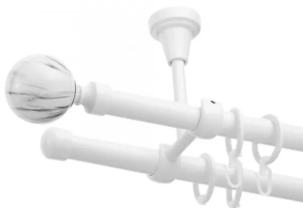 Galerie dubla tavan Ball alb lucios 19mm/19mm