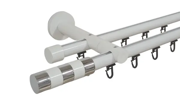 Galerie dubla teava profil alb cilindru inox 19mm/19mm