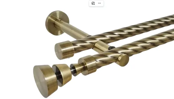 Galerie dubla twist picior universal fara inele prindere perete kula afina 19/19 mm aur antic