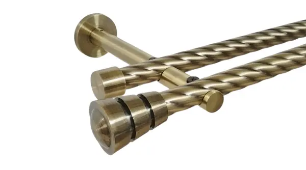 Galerie dubla twist picior universal fara inele prindere perete corso 19/19 mm aur antic