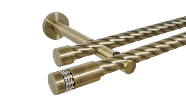 Galerie dubla twist picior universal fara inele prindere perete kula xantos 19/19 mm aur antic