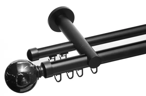 Galerie metalica dubla teava profil Ball 25/19 negru