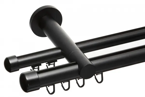Galerie metalica dubla teava profil Dop negru 25/19 negru