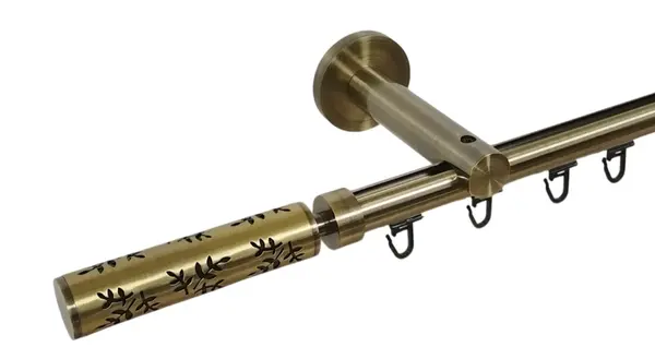 Galerie simpla 19 mm prindere perete teava profil flora aur antic