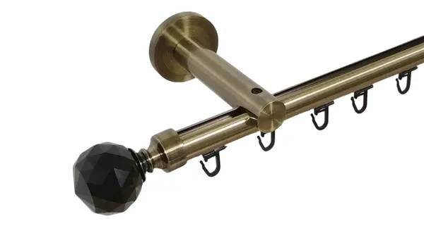 Galerie simpla 19 mm prindere perete teava profil kula crystal negru aur antic