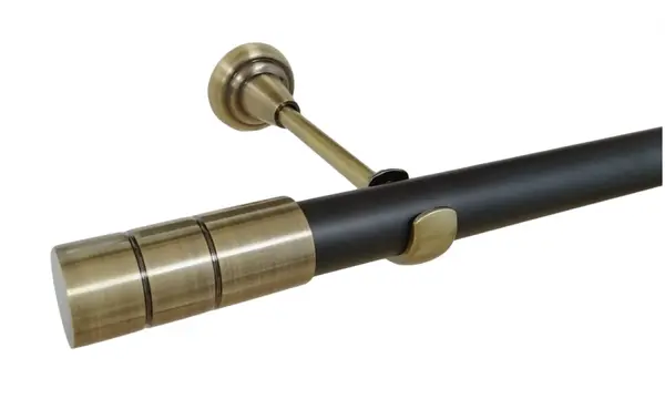 Galerie simpla fara inele CYLINDRU /25 - negru/aur antic