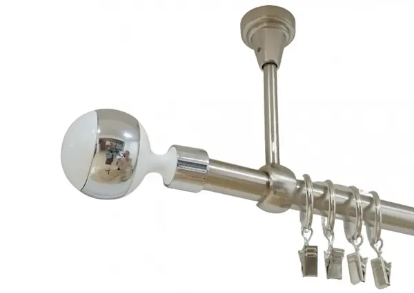 Galerie simpla prindere tavan kula alb 19 mm inox