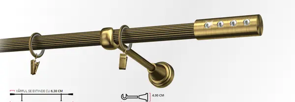 Galerie simpla striat ALLURE 19 mm - aur antic