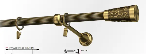Galerie simpla striat SEVILLA 19 mm - aur antic