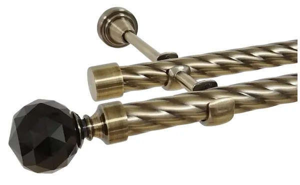 Galerie TWIST dubla KULA CRYSTAL NEGRU fara inele 19/19 mm - aur antic