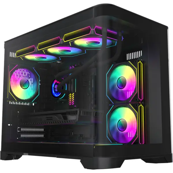 Gamemax Carcasa PC Gamemax HYPE-M BK, Micro Tower, Panou sticla securizata, Fara sursa, ARGB