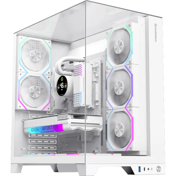 Gamemax Carcasa PC Gamemax INFINITY PRO WH, Midi Tower, Alb, 5 ventilatoare ARGB, Panouri sticla securizata