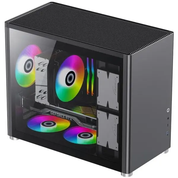 Gamemax Carcasa PC Gamemax Spark, Fara sursa, M-ATX, ARGB, Negru