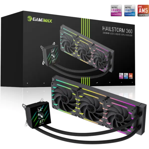 Gamemax Cooler CPU Lichid Gamemax, 360mm, Ecran LCD, ARGB
