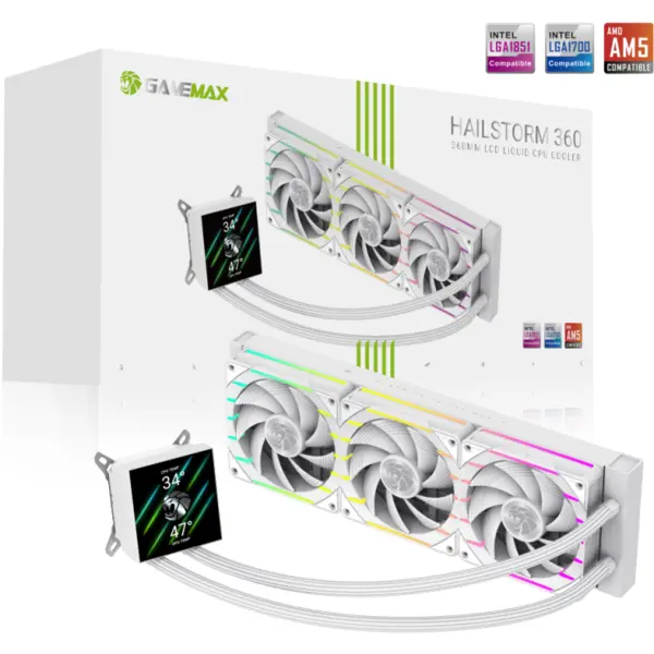 Gamemax Gamemax | CPU Liquid cooler | HAILSTORM 360 LCD | White