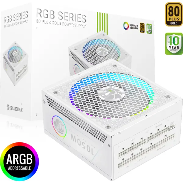 Gamemax Sursa alimentare Gamemax RGB 1050G WH, 80+ Gold, 1050W