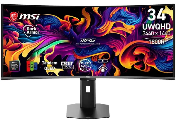 Gaming monitor MSI - MPG 341CQR QD-OLED X36, 34'', 360Hz, 0.03ms, Curved