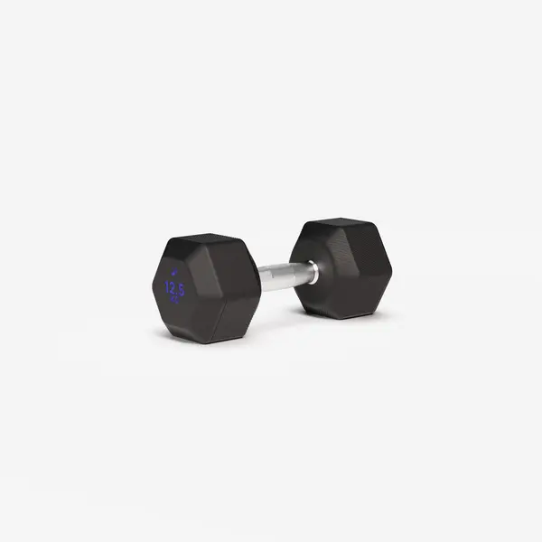 Ganteră de crosstraining și bodybuilding Dumbbell hexagonală 12,5 kg, negru