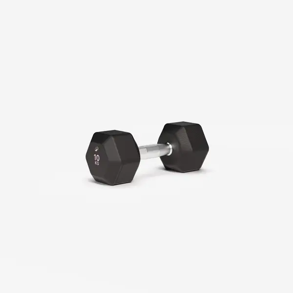 Ganteră de crosstraining și bodybuilding Dumbbell hexagonală 10 kg, negru