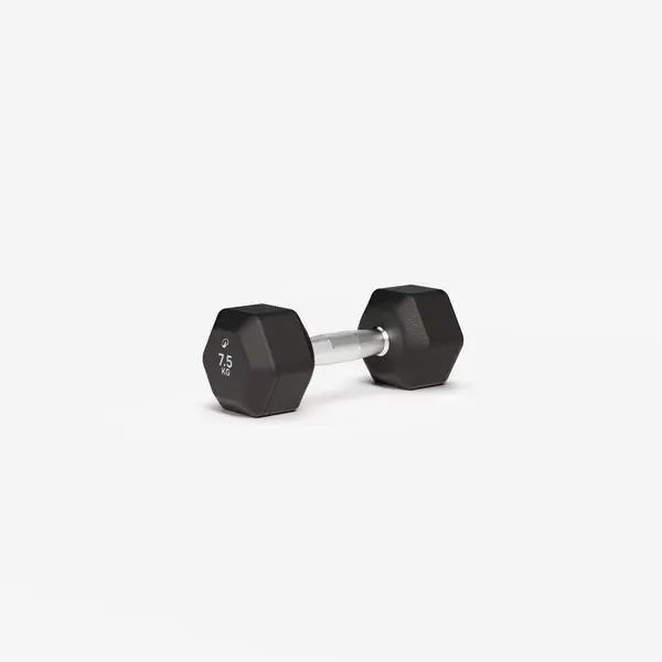 Ganteră hexagonală de crosstraining și bodybuilding Dumbell 7,5 kg, Negru