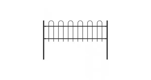 Gard de gradina cu varf curbat, negru, 1,7 x 0,6 m, otel