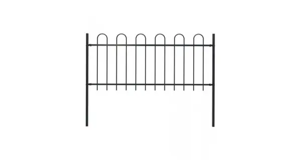 Gard de gradina cu varf curbat, negru, 1,7 x 1 m, otel