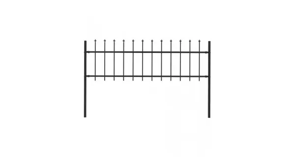 Gard de gradina cu varf sulita, negru, 1,7 x 0,6 m, otel