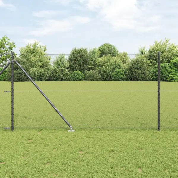 Gard hexagonal Gossi gri 1x10 m otel, stalpi pentru gard Gossi cu spike 7 buc Ø32 mm 120 cm otel galvanizat