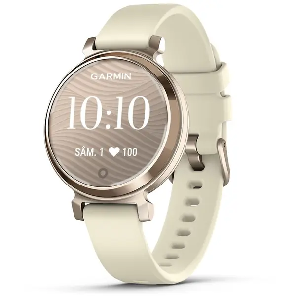 GARMIN Ceas Garmin Lily 2, display AMOLED, memorie 8GB, autonomie pana la 5 zile, rezistanta la apa, curea silicon, Crem auriu