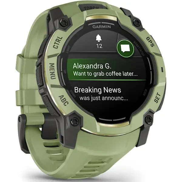 GARMIN Smartwatch Garmin Instinct 3, 50 mm, AMOLED, GPS, Android/iOS, curea silicon, Verde