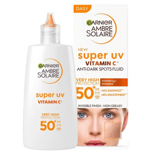 Garnier Ambre Solaire Super UV Facial Fluid SPF 50+ Fluid facial cu vitamina C Volum 40 ml
