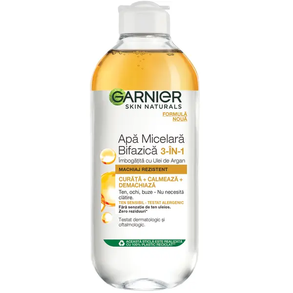 Garnier Apa micelara bifazica, 400 ml, Skin Naturals, imbogatita cu ulei de argan