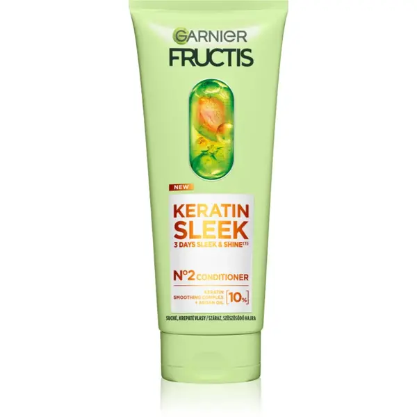 Garnier Fructis Keratin Sleek balsam pentru păr uscat și fragil 200 ml