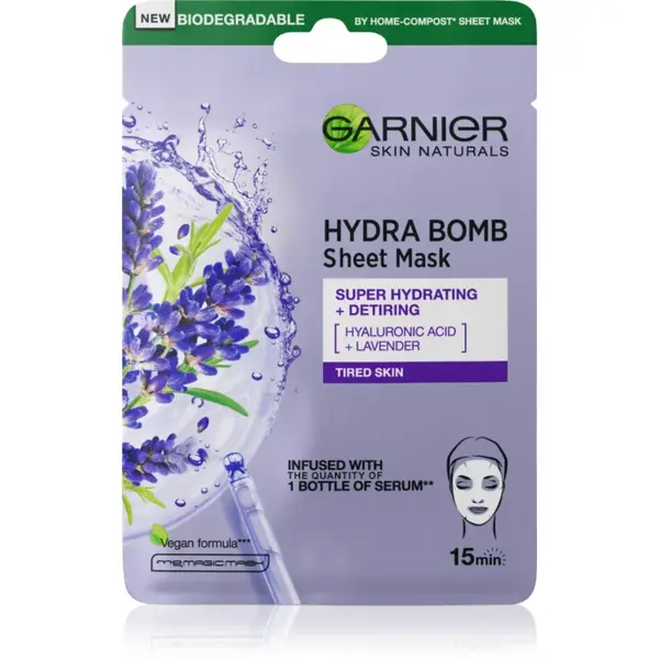 Garnier Textil Masks Hydra Bomb mască textilă hidratantă cu acid hialuronic 28 g