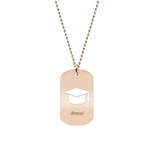 Gaudeamus - Colier personalizat absolvire dog tag din argint 925 placat cu aur roz