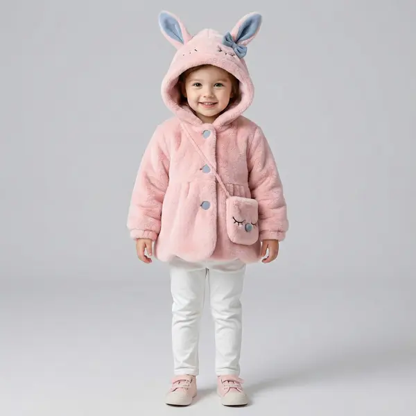 Geaca Fetite Din Blana Roz Cu Poseta Sonia - 2-3 ani