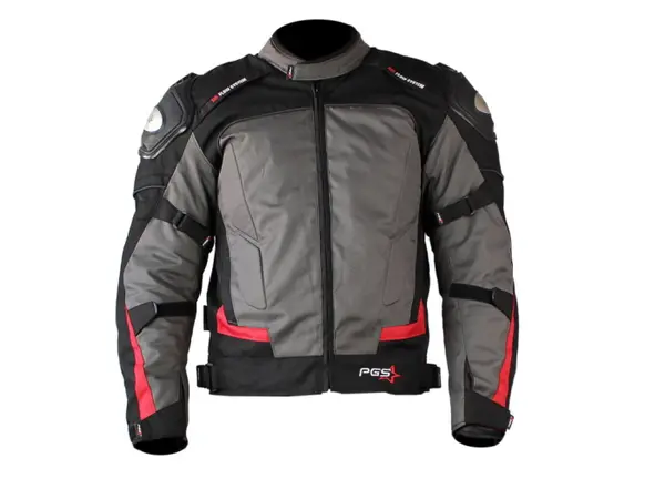 Geaca moto textila scurta PGS 12-13-2650, protectii coloana, coate si umeri, culoare gri negru, marime L