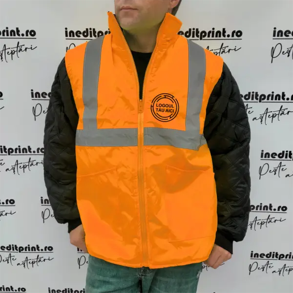 Geaca reflectorizanta personalizabila GR1 Portocaliu, 3XL