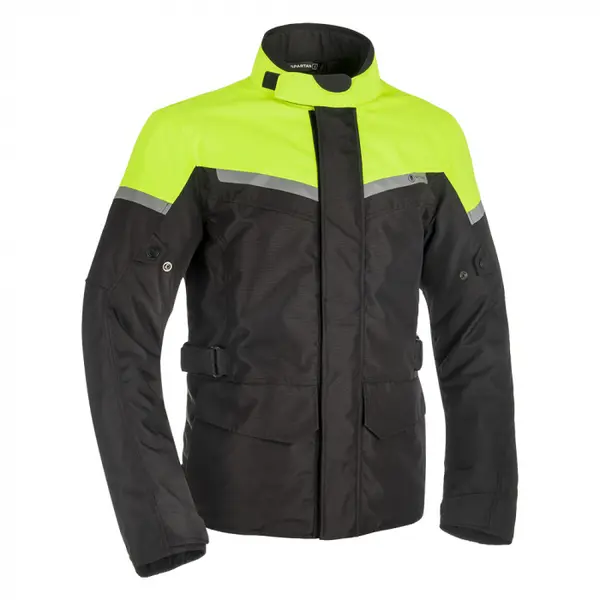 Geaca textila impermeabila Oxford Spartan, versiune lunga, culoare negru fluo, marime S