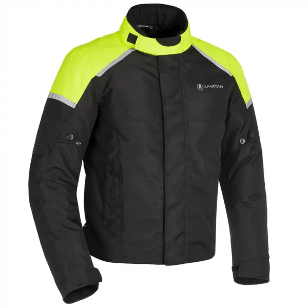 Geaca textila impermeabila Oxford Spartan, versiune scurta, culoare negru fluo, marime L