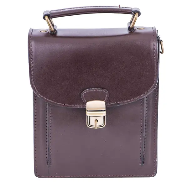 Geanta barbati din piele naturala maro Key leather vertical