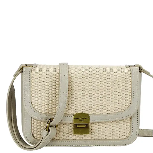 Geanta bej crossbody cu model impletit CM7497 15