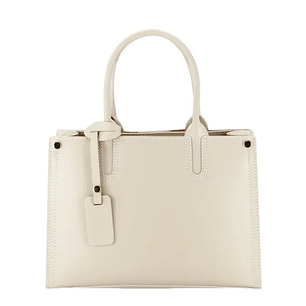 Geanta bej din piele naturala, 8969 122, 23x32x12.5 cm