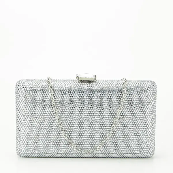 Geanta clutch argintiu cu pietricele BJH-715 06