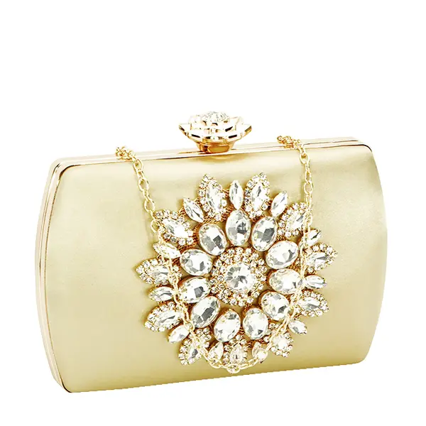 Geanta clutch auriu cu brosa BRS-210 06