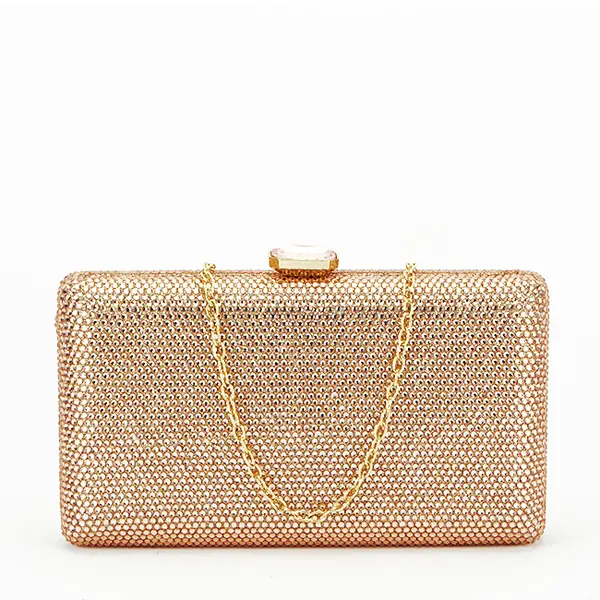 Geanta clutch cu pietricele BJH-715 06 Sampanie
