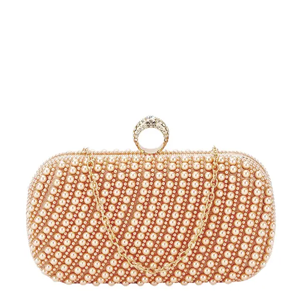 Geanta clutch sampanie cu perle BYH863 06