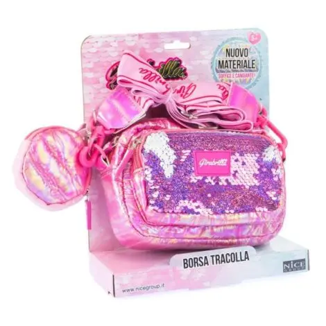 Geanta clutch si portofel monede Girabrilla - matlasata, cu paiete reversibile